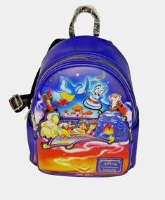 Add some magic to your collection with this Loungefly Jasmine Aladdin 30th Anniversary Mini Backpack. Featuring a stunning multicolor exterior made of high-quality faux leather and adorned with accents like a strap and zipper, this backpack is the perfect accessory for Disney lovers. The bag is designed with a zip closure and adjustable strap for convenience and comfort. Measuring just the right size for your essentials, this backpack has a fabric lining material that keeps your belongings safe Disney Loungefly Backpack, Loungefly Collection, Loungefly Purse, Disney Backpack, Jasmine Aladdin, Aladdin Jasmine, Disney Loungefly, Aladdin And Jasmine, Loungefly Bag