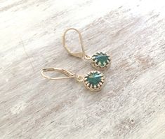 Gold filled dangle earrings with deep emerald green pendants. Beautiful, clean vintage style emerald jewelry. All my jewelry are packed in an elegant gift box. If you want to give it as a gift you can specify the address and I'll be happy to send it on your behalf. Please check the shop policies: https://www.etsy.com/shop/amitvtamar/policy Dainty Emerald Earrings Gift, Dainty Emerald Earrings As A Gift, Dainty Gold Earrings With Emerald, Dainty Gold Emerald Earrings, Green Emerald Earrings, Emerald Earring, Emerald Green Earrings, Green Emerald Ring, Green Gift