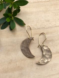 Handcrafted Bronze Hammered Moon Earrings on a hand wired, nickle free French ear wire. Moon charm measures approximately 1 1/4 inches. Wire Moon, Moon And Star Earrings, Hammered Hoop Earrings, Lafayette La, Large Hoop Earrings, Moon Charm, Moon Earrings, Moon Necklace, Pearl Studs