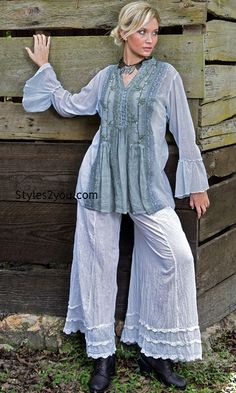 Allegra Tunic In Gray,  Womens Fashion, Womens Spring Clothes, Vintage Clothing, Boho, Boho Chic, Clothes for Women by Styles2you.com Bohemian Lace Top, Wide Leg Cotton Pants, Tunics For Women, Sacred Threads, Western Tops, Victorian Clothing, Vintage Inspired Outfits, Spring Outfits Women, Glamour Fashion