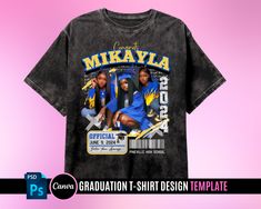 Graduation TShirt Template Vintage - Blue Yellow – Pink Palace Designs Homecoming Shirt Ideas Black People, Homecoming Queen Shirt, Graduation Shirt Ideas With Picture, Graduate Shirt Ideas, Graduation Shirts Ideas, Senior Night Shirts For Family, Graduation Tshirt Ideas For Family, Senior Cheer Shirts, Graduation Tshirt Ideas