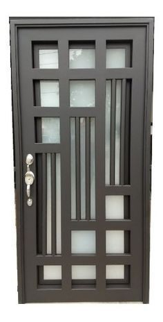 the front door is painted black and has glass panels on each side, along with a metal handle