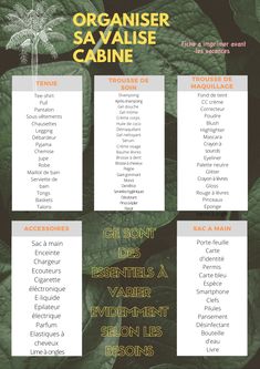 a poster with different types of plants and their names in french, english and spanish