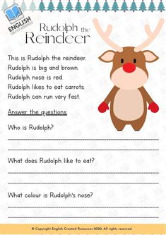 rudolph the reindeer worksheet for kids to learn how to read and write it