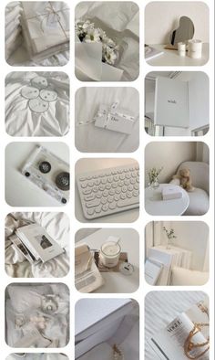 the collage shows many different white items