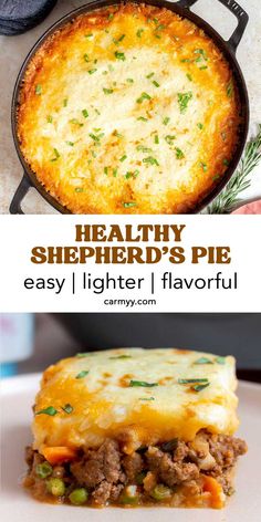 This healthy shepherd’s pie is a lighter take on the classic dish. Made with a few small tweaks, this lighter shepherd’s pie is just as delicious and easy! Ground beef and vegetables simmered in a tasty gravy and then topped with a potato-cauliflower mash, this is the perfect dinner for your family.