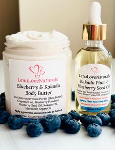 Kakadu Plum and Blueberry Moisturizing Body Butter and Facial Oil Set includes: 8oz jar size whipped body butter & 2 fl oz oil Whipped Body Butter is Made with Raw Shea Butter, Raw Kokum Butter, Organic Cold Pressed Kakadu Plum (Terminalia ferdinandiana) Seed Oil, Organic Blueberry Seed Oil, Blueberry fruit powder and Organic Cold Pressed Grapeseed Oil, Moroccan Argan Oil Face Oil is made with Organic Cold Pressed Kakadu Plum (Terminalia ferdinandiana) Seed Oil, Organic Blueberry Seed Oil and Organic Cold Pressed Grapeseed Oil 🚨IT IS UNSCENTED, NO FRAGRANCES USED, YOU MAY SMELL BLUEBERRY SLIGHTLY FROM THE COLD PRESSED BLUEBERRY OIL, BUT IT IS A MILD SCENT. Benefits: ~Natural Skincare  ~All ingredients serves a purpose for the skin How to use: Apply a small amount to face and body daily; a Skin Care Gift Set, Argan Oil Face, Natural Face Oil, Fruit Powder, Girl Products, Skincare Bundle, Organic Blueberries, Kokum Butter, Raw Shea Butter