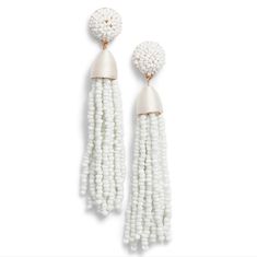 Rachel Parcell Gold White Long Beaded Tassel Earrings Nwt New With Tags Gold Tone /White Pierced Post Back Earrings Approx 4" L Sold As Shown In Pictures Elegant Summer Tassel Earrings With Dangling Beads, White Dangle Tassel Earrings For Party, White Dangle Beaded Earrings With Tassels, White Tassel Dangle Earrings, Elegant Adjustable Tassel Earrings With Round Beads, Elegant White Tassel Earrings, Elegant White Summer Tassel Earrings, White Tassel Beaded Drop Earrings, White Dangle Jewelry With Tassels