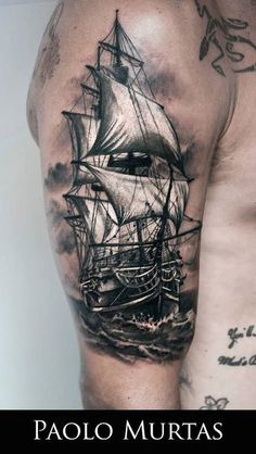 a man's arm with a ship on it and the words paolo murtas