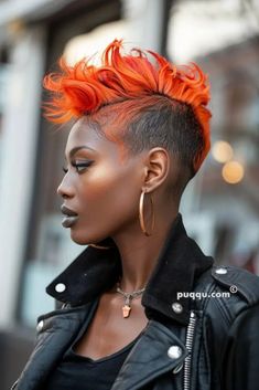 mohawk-haircut-for-women-101 Mowhak Hairstyle Female, Woman Mohawk, Be Unapologetically Yourself, Long Hair Shaved Sides, Really Short Haircuts, Curly Mohawk Hairstyles, Mohawk Hairstyle