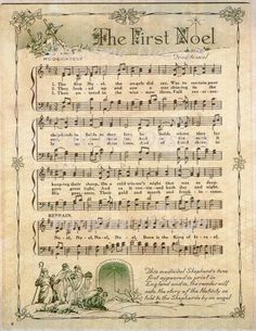 an old sheet music with the first noel written in it's own font and numbers