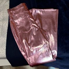 Pink Flare Metallic Pants, Never Worn. Just Took The Tag Off Before Deciding. Metallic Pants, Wide Leg, Womens Sizes, Pants For Women, Size 6, Pants, Pink, Women Shopping, Color