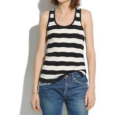 MADEWELL Ribbed Tank in Pitch Stripe Honeymoon Looks, Europe Packing, Classy Clothes, Future Outfit, Long Torso, Nautical Fashion, Tank Top Camisole, Modest Clothing, Madewell Jeans