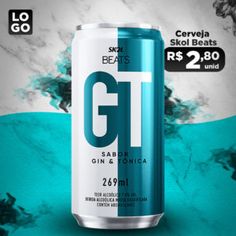 a can of g i energy drink on a blue and white background with the caption's description below it