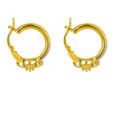 22K Multi Tone Gold Hoop Earrings W/ Prong Set Cubic Zirconia - Virani Jewelers Touch Of Gold, Gold Hoop, 22k Gold, Gold Hoop Earrings, Gold Bangles, Gold Beads, Yellow Gold Rings, Beaded Chain, Easy Wear