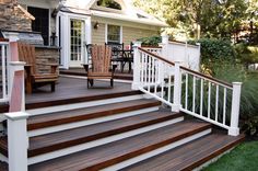 a wooden deck with chairs on it and the words endurace written in green