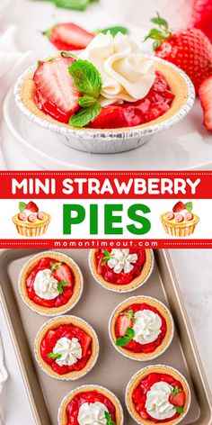 Let's make dessert unforgettable with Mini Strawberry Pies! This best dessert recipe features fresh strawberries, whipped cream, and no gelatin. Easy to make and perfect for sharing, these mini pies are the best treat to make at home! Mini Strawberry Pies, Strawberries Whipped Cream, Strawberry Pies, Strawberry Pie Recipe, Make Dessert, Fresh Strawberry Pie, Strawberry Pie, Valentine's Day Recipes, Mini Pies