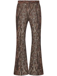 brown/multicolour wood-grain effect cropped pull-on style elasticated waistband mid-rise flared Rosetta Getty, Yoko London, Flared Trousers, Wardrobe Edit, Sustainable Practices, Bell Bottom Pants, Flare Trousers, Boots Fall, Exclusive Fashion