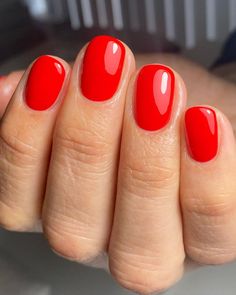 Short Red Nails, Natural Nails Manicure, Colorful Nails, Shellac Nails, Neutral Nails