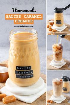 homemade salted caramel creamer in a mason jar