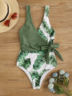 Swimwear Pattern, Green Swimsuit, Print Swimwear, Costume Intero, Swim Suits, Plus Size Swimsuits