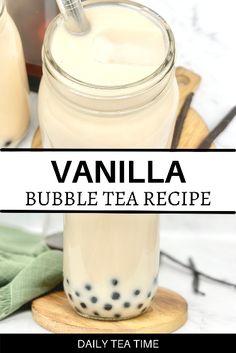 vanilla bubble tea recipe in a mason jar