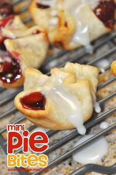 mini pie bites are sitting on a cooling rack