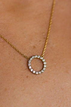 Eternity Necklace Cubic Zirconia | Gold Plated Necklace | Silver Plated Necklace | CZ Eternity Minimalist Circle Necklace | Travel Necklace Everyday Cubic Zirconia Jewelry With Halo, Everyday Cubic Zirconia Halo Jewelry, Classic 14k Gold Open Circle Jewelry, 14k White Gold Circular Jewelry, Classic Rose Gold Circle Jewelry, 14k Gold Circular Jewelry For Anniversary, Modern Jewelry With Halo Design For Gift, Minimalist 14k Gold Jewelry With Halo Design, Fine Jewelry Circular Cubic Zirconia