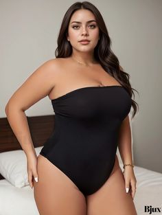 Bjux - Premium Plus Size Shapewear: Womens Solid Seamless Tummy Control Strapless Jumpsuit Body Shaper for a Sensual Figure Seamless Bandeau Shapewear Swimwear, Strapless Black Seamless Bodysuit, Black Strapless Seamless Bodysuit, Black Strapless Seamless Shapewear, Black Strapless Stretch Shapewear, Black Strapless Stretch Bodysuit, Black Strapless Shapewear Bodysuit, Black Stretch Bandeau Bodysuit, Black Bandeau Stretch Bodysuit