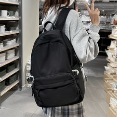 Place Of Origin : China (mainland) Item Width : 6.3inch Item Weight : 0.55kg Item Length : 12.6inch Item Height : 17.7inch Model Number : 1563 Material Composition : nylon Gender : unisex Type : backpack Closure Type : zipper Pattern Type : Solid Main Material : nylon Brand Name : FLCC Item Type : school bags WHAT ABOUT REFUND?   Fast refund,100% Money Back Guarantee. If your product is defective or doesnt work properly, let us know and well send you a replacement one. We believe in our products Cute Black Backpack, Home Library Ideas, Stylish School Bags, Functional Backpack, Women's Backpacks, Childrens Backpacks, School Backpack, Laptop Bags, Book Bag