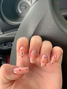 Cute Rainbow Nails, The Trend Spotter, Rainbow Nails Design, Rainbow Nail Art, Nail Art Simple, Dots Nails, Soft Nails, Vacation Nails, Thanksgiving Nails