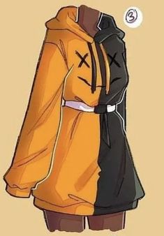 an orange jacket with black hoodie on it