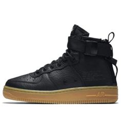 (GS) Nike SF Air Force 1 Mid 'Black Gum' AJ0424-001 (SNKR) Nike Sf Air Force 1, Nike Sf, Air Force 1 Mid, Black Gums, Air Force 1, Nike Air Force, Air Force, Gum, Nike Air