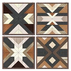 four different types of wood flooring with an arrow pattern on the top and bottom