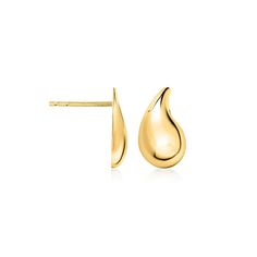 Ross-Simons - 14kt Yellow Gold Mini Teardrop Earrings. RS Pure. Modern designs that complete your outfit and complement your personality. Simple and so sleek, these 14kt yellow gold mini teardrop earrings are having a major moment! Style our dainty pair solo or with small studs to throw an ear party. Post/clutch, 14kt yellow gold mini teardrop earrings. Ear Party, Teardrop Earrings, Modern Design, Fine Jewelry, Yellow Gold, Sleek, Pure Products, Yellow, Gold