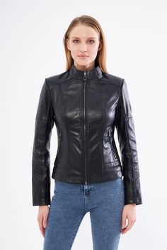 BLACK Genuine Leather Jacket , Our products are 100% genuine leather; It is produced in master hands with quality materials and delicate hand workmanship. Elegant Fitted Black Biker Jacket, Elegant Black Leather Jacket With Zipper Closure, Elegant Black Biker Jacket With Zipper Closure, Elegant Black Leather Biker Jacket, Fitted Black Leather Jacket, Lamb Leather Jacket, Black Leather Biker Jacket, Womens Jackets, Genuine Leather Jackets