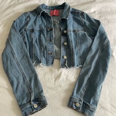 -Never Worn! -Oversized! Fall Medium Wash Long Sleeve Cropped Jacket, Blue Cropped Jacket For Fall, Trendy Cropped Blue Outerwear, Jean Jackets, Jean Coat, Jean Jacket, Color Blue, Jackets & Coats, Jackets For Women