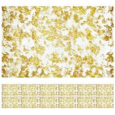 gold and white wallpaper with squares in the middle, on top of each other