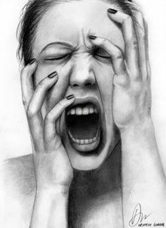 Woman Screaming Drawing, Female Emotions, Face Screaming, Girl Screaming, Screaming Drawing, Screaming Girl, Illusion Kunst, Losing Control, Drawing Faces