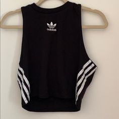 Never Worn Sz M Adidas Logo Tops For Spring Workout, Adidas Logo Workout Tops For Spring, Summer Adidas Logo Top, Adidas Logo Summer Top, Adidas Logo Tops For Spring, Black Three Stripes Workout Tops, Black Tops For Sports In Spring, Spring Black Tops For Sports, Fitted Adidas Logo Top In Athleisure Style