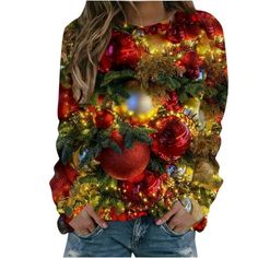 Patlollav Merry Christmas Womens Tops Clearance,Ladies Loose Long Sleeve Round Neck Pullover Tops T-Shirt Dear customer Welcome to PATLOLLAV. We are a fashion store that has been operating on Walmart for many years. Our main products are female clothes, including dresses, shirts, blouses, bikinis, jackets, coats, sweaters, and so on. We are committed to building a female fashion gathering place to satisfy each customer. Therefore, we are willing to hear any suggestions from you, and bring you sa Christmas Sweaters Funny, Womens Christmas Jumper, Tops For Ladies, Crewneck Sweatshirt Women, Ugly Christmas Sweaters, Christmas Jumper Dress, Christmas Tops, Tops Long Sleeve, Cute Jackets