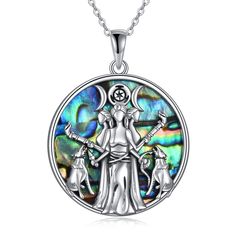 PRICES MAY VARY. 🌛🌛 Hecate was the chief goddess presiding over magic and spells.It is an important source of energy for many witches and pagans.This goddess Hecate necklace design includes major imagery associated with the goddess of witchcraft and magick.It's a great gifts to wiccan. 🌛🌛 Material :100% 925 sterling silver Hecate necklace, elegant and charming.Lead-Free & Nickel-Free, Hypoallergenic and Safety for sensitive skins women. 🌛🌛 Wheel of Hecate pendant :1.22*0.91 inch.Chain leng Goddess Hecate, Saint Necklace, Moon Goddess Necklace, Virgin Mary Necklace, Triple Moon Goddess, Pagan Witch, Goddess Necklace, Witch Jewelry, Necklace Elegant