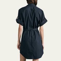 Rag & Bone "Roxanne" mini utility dress with self-tie belt Point collar Short cuffed sleeves Chest flap pockets; side slip pockets Shirtdress silhouette Hem falls above the knee Button-front closure Cotton Dry clean, machine wash cold Imported Knee-length Mini Dress With Tie Waist For Work, Knee-length Shirt Dress With Roll-up Sleeves For Work, Knee-length Tie Waist Mini Dress For Work, Mini Length Shirt Dress With Tie Waist For Work, Collared Mini Dress With Pockets For Daywear, Knee-length Shirt Dress With Roll-up Sleeves For Daywear, Knee-length Dresses With Roll-up Sleeves For Work, Mini Shirt Dress With Pockets For Daywear, Knee-length Work Dresses With Roll-up Sleeves