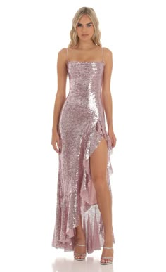 Venus Sequin Ruffle Dress in Lilac Prom Dress Inspo, Senior Prom Dresses, Gold Outfit, Stunning Prom Dresses, Prom 2024, Prom Inspo, Unique Prom Dresses, Lucy In The Sky, Prom Dress Inspiration