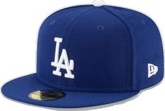 the los angeles dodgers'new era 59fifty cap is shown in blue and white