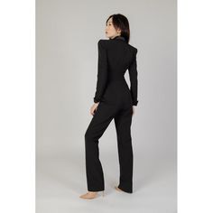 Brand: Silence Gender: Women Type: Jumpsuits Season: Fall/Winter PRODUCT DETAIL • Color: black • Sleeves: long • Collar: lapel collar COMPOSITION AND MATERIAL • Composition: -100% polyester Tailored Long Sleeve Pantsuit For Party, Formal Long Sleeve Pantsuit For Winter, Formal Long Sleeve Winter Pantsuit, Black Fitted Long Sleeve Suit, Sleek Fitted Pantsuit For Fall, Sleek Long Sleeve Pantsuit For Semi-formal Occasions, Fitted Black Long Sleeve Suit, Party Tuxedo Pantsuit With Long Sleeves, Sleek Long Sleeve Semi-formal Pantsuit