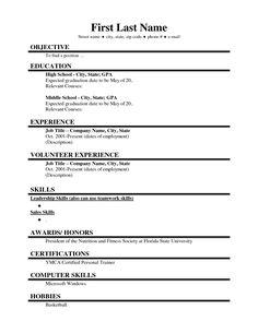 the basic resume format for high school students