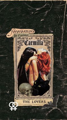 an old book cover with a woman hugging a black cat