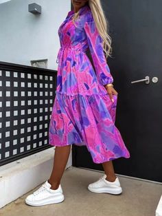 Long Dress Patterns, Mode Prints, Chiffon Long Dress, Drawstring Dress, Dress Office, Street Dress, Elegant Midi Dresses, Maxi Sundress, Lady Dress