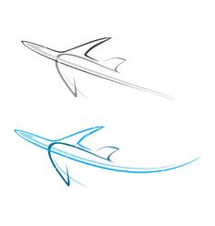 an airplane is flying in the sky with blue lines on its tail and bottom wing